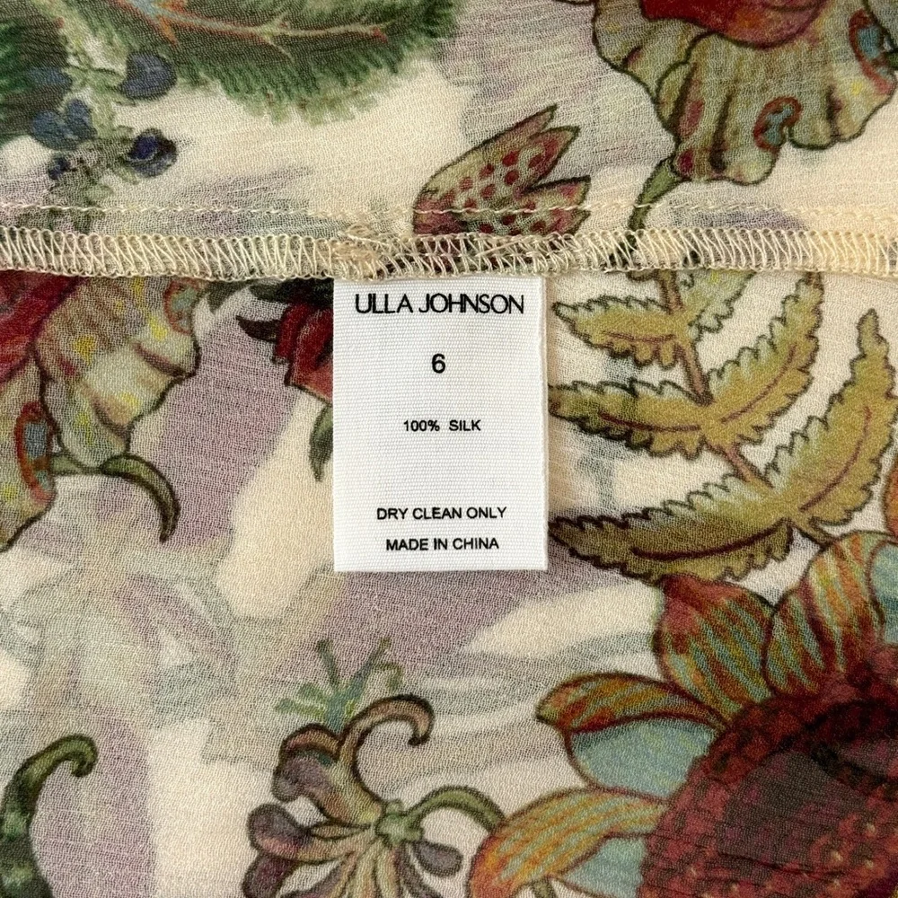NWT Ulla Johnson Silk Long-Sleeve Floral Bernadette Blouse